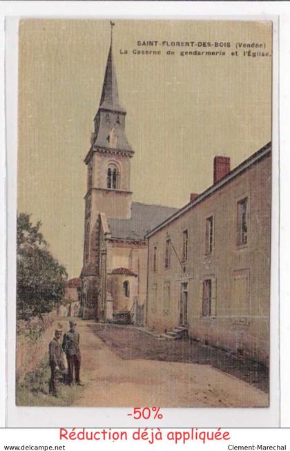 SAINT-FLORENT-des-BOIS : la caserne de gendarmerie et l'eglise (toillée) - Tres bon etat