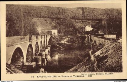CPA Arcy-sur-Cure Yonne, Brücken und Tunnel