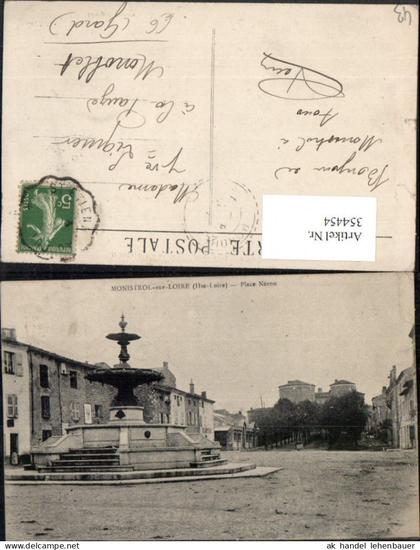 354454,Auvergne Haute-Loire Monistrol-sur-Loire Place Neron Brunnen Straßenansicht