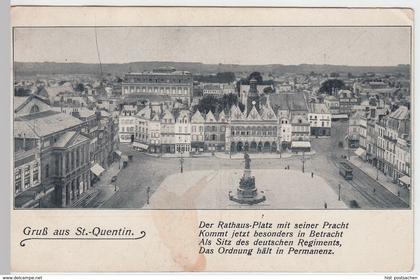 (48612) Feldpostkarte, Saint-Quentin, Picardie, Marktplatz 1914-18