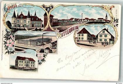 68270 Wittenheim 1899 Lithographie Schloss Cuenot Fabrik Kullmann Schule... - 13633635