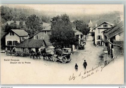 74140 Saint-Cergues 1901 - Postkutsche Depart de la Poste AK - 13603606