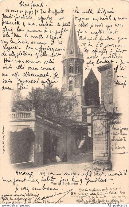 C227 France Vue de Puylaurens  L'Eglise 1903 vintage postcard