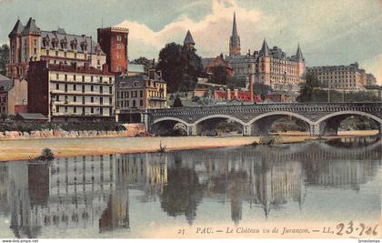 France 1906 Pau Castle Chateau vu du Jurancon Bridge vintage postcard