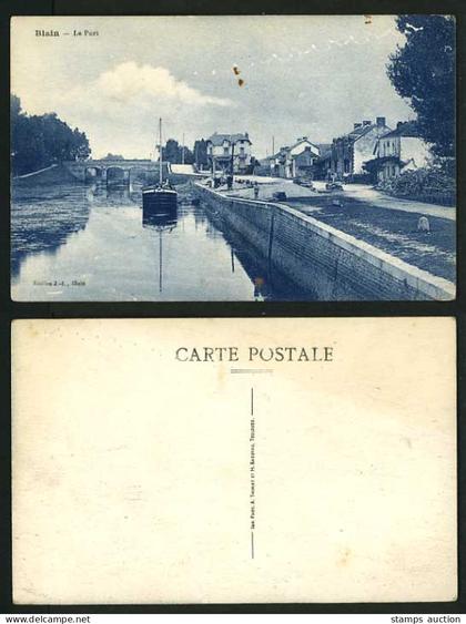 France Old Postcard BLAIN The Port RIVER Bridge & BOAT