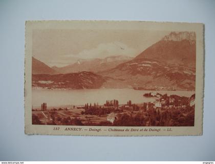 Carte Annecy - Châteaux de Déré et de Duingt  1922  cachet perlé