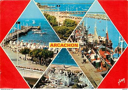 33 - Arcachon - Multivues - Bateaux - Flamme Postale de Gujan Mestras - CPM - Voir Scans Recto-Verso