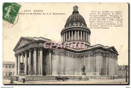 Paris CPA Pantheon et statue de JJ Rousseau