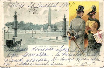 Paris CPA Place de la Concorde (homme elegante)