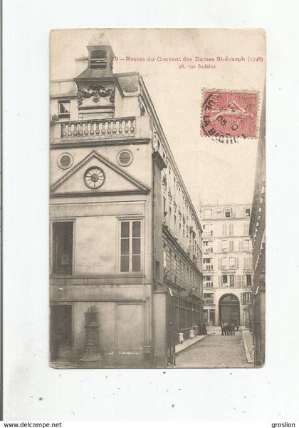 PARIS 19 RESTES DU COUVENT DES DAMES ST JOSEPH (1748) 28 RUE SEDAINE 1905