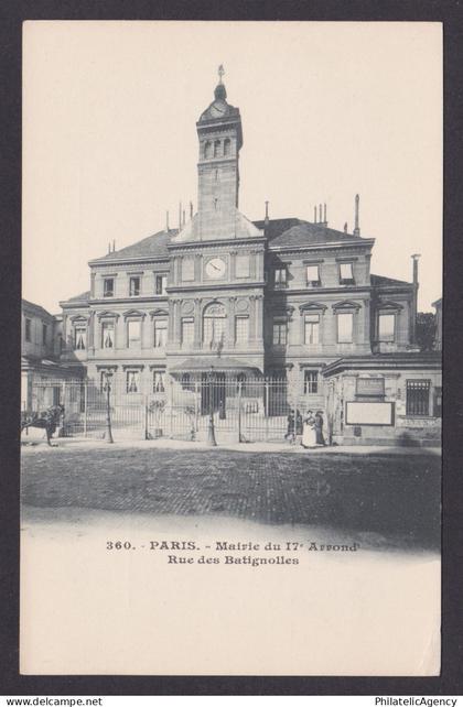 FRANCE, Postcard, Paris, Town Hall of the XVII Arrondissement, Rue Batignolles