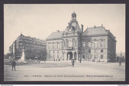 FRANCE, Postcard, Paris, Town Hall of the XIX Arrondissement Place Armand Carrel