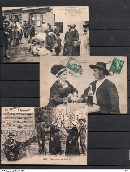 Auvergne - Types Auvergnats - Lot de 13 cartes