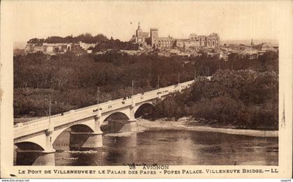 Avignon CPA Le pont de Villeneuve et le palais des papes