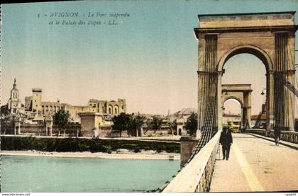 CPA Avignon Le Pont Suspendu et le Palais des Papes
