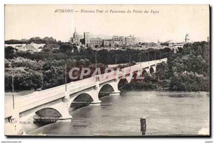 CPA Avignon Nouveau Pont et Panorama du Palais des Papes