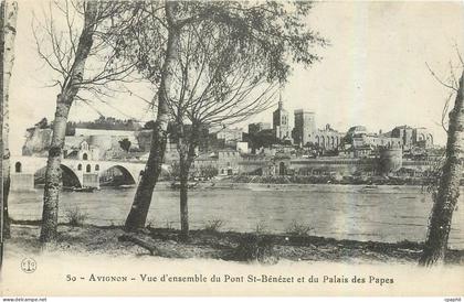 CPA Avignon Vue d'Ensemble du Pont St Benezet et du Palais des Papes