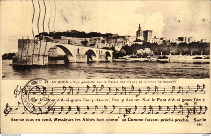 CPA Avignon Vue Generale De Palais Des Papes et le pont de Benezet