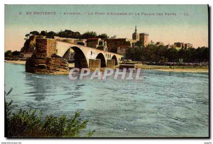 CPA En Provence Avignon le pont d'Avignon et le palais des Papes
