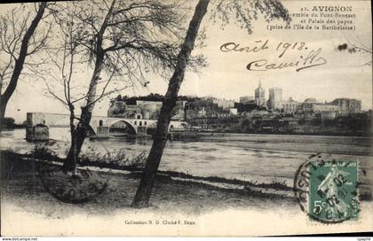 CPA Pont Benezet et Palais des papes Avignon