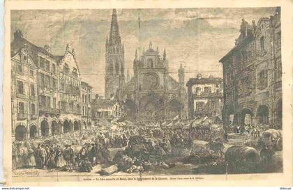 33 - Bazas - La foire annuelle - Art illustration - CPA - Etat froissures - Voir Scans Recto-Verso