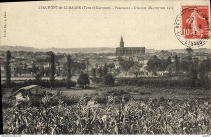 CPA Tarn et Garonne Beaumont de Lomagne (Tarn et Garonne) Panorama Grande Manoeuvre