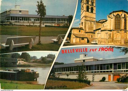 CPM Belleville sur Saone (Rhone) La Maison de Retraite les bords de la Saone et l'Eglise