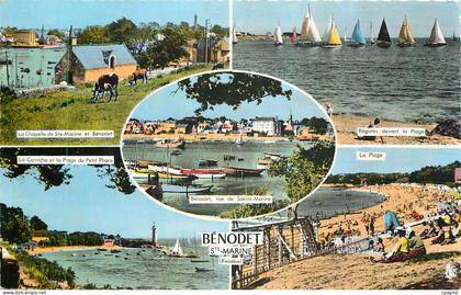 CPM Benodet Ste Marine La chapelle de Ste Marine et Benodet Regates devant la plage