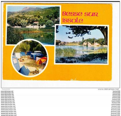 carte ( format 15 x 10,5 cm )  besse sur issole   ( camping ) ( recto verso )