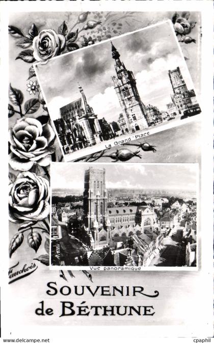 CPA Bethune Sourvenir grand place vue panoramique