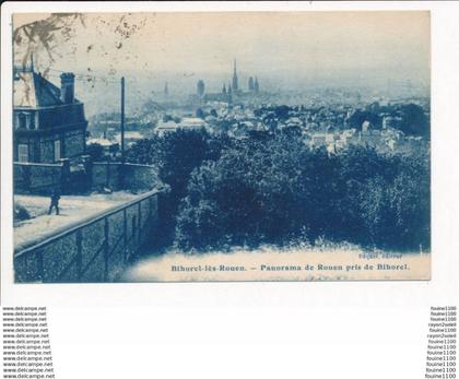 carte de BIHOREL LES ROUEN panorama de rouen pris de bihorel  ( recto verso )