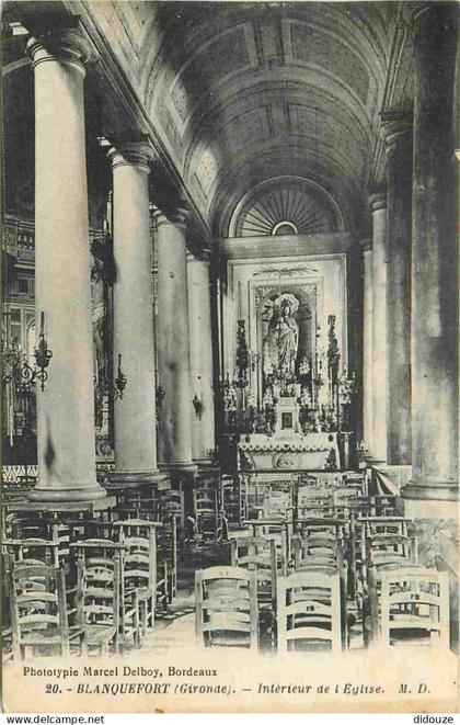 Carte Postale Ancienne - 33 - Blanquefort - intérieur de l'Eglise - CPA - Oblitération de 1932 - Voir Scans Recto-Verso