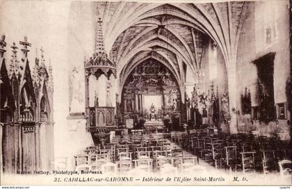 Cadillac sur Garonne CPA Interieur de l'eglise Saint Martin
