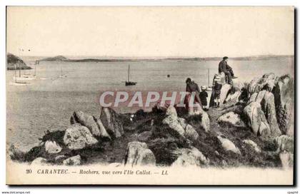 Carantec CPA Rochers vue vers l'ile Callot