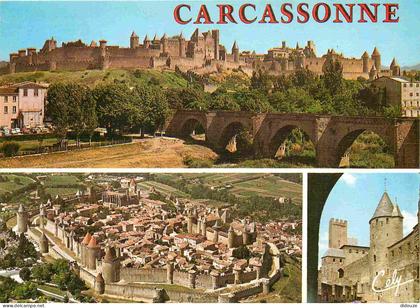 Carte Postale - 11 - Carcassonne - Multivues - La Cité et le Pont Vieux La Cité La Tour de Justice et la Tour Pinte -  -