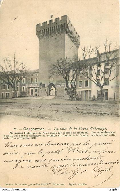 CPA Carpentras La tour de la Porte d'Orange
