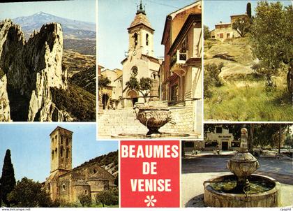 CPSM Beaumes de Venise église fontaine