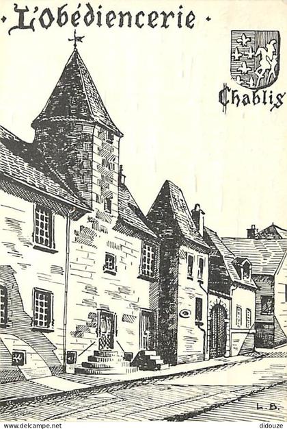Carte Postale - 89 - Chablis - Maison dite l'Obédiencerie - Blasons - Art Dessin - Flamme Postale de Chablis - Voir Timb
