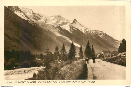 CPA Le Mont Blanc vu de la route de Chamonix aux Praz