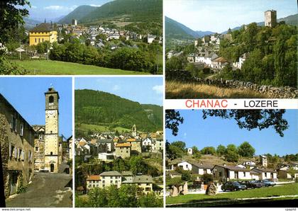 CPSM En Lozere Chanac vue generale la tour qui domine la bourg la tour de l'Horloge le village de Va