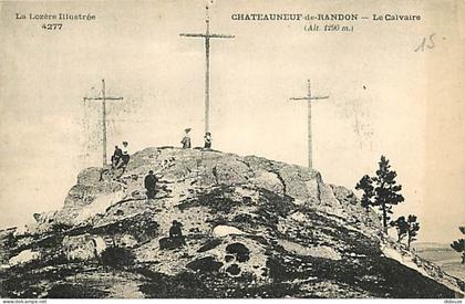Carte Postale Ancienne - 48 - Chateauneuf de Randon - Le Calvaire - Animée - Correspondance - Voyagée en 1929 - CPA - Vo