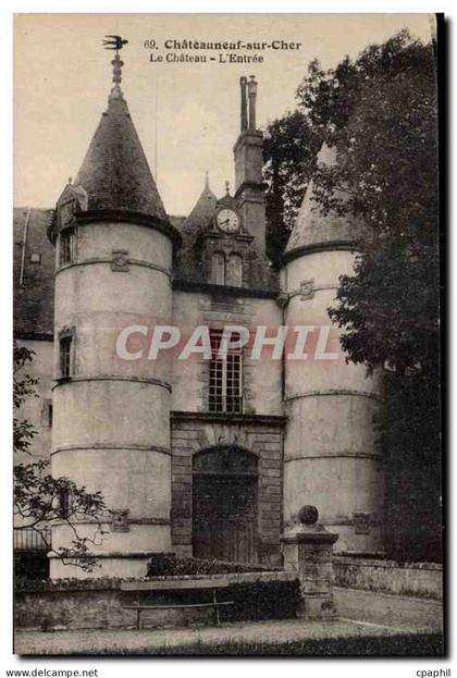CPA Chateauneuf sur Cher Le chateau L entree