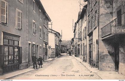 CHATONNAY (Isère) - Rue Centrale - Epicerie Bonnet, Publicité Pneu Hutchinson
