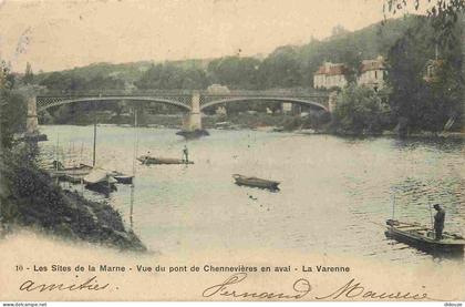 Carte Postale - 94 - Chennevières sur Marne - Vue du pont de Chennevières en aval - La Varenne - CPA - Voir Scans Recto-