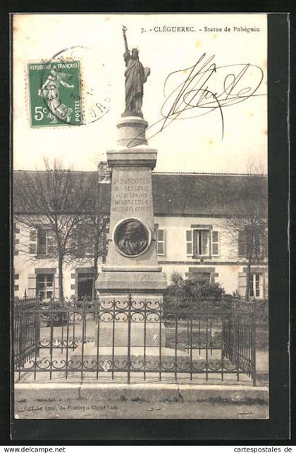 CPA Cleguerec, Statue de Pobeguin