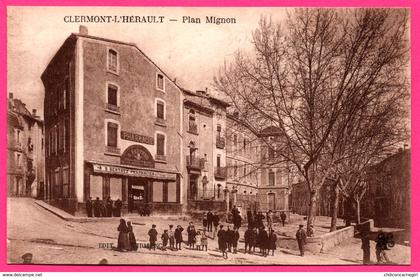 Clermont L'Herault - Plan Mignon - Pharmacie B. BERTHEZ  - Animée - VIDALENC - 1923 - MTFL