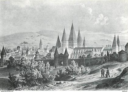 71 - Cluny - Bourgogne au Temps Jadis - Vue générale de l'ancienne Abbaye de Cluny - D'après une gravure d'époque - Grav