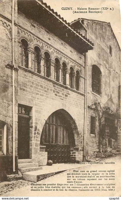 CPA Cluny Maison Romane Ancienne boutique