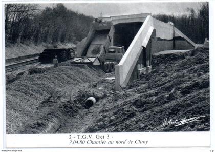 TGV - Chantier au Nord de Cluny  -  3  04 1980 - CPM°gk