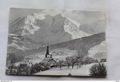 Cpm 1977, Combloux, l'église face au mont blanc, Haute Savoie 74
